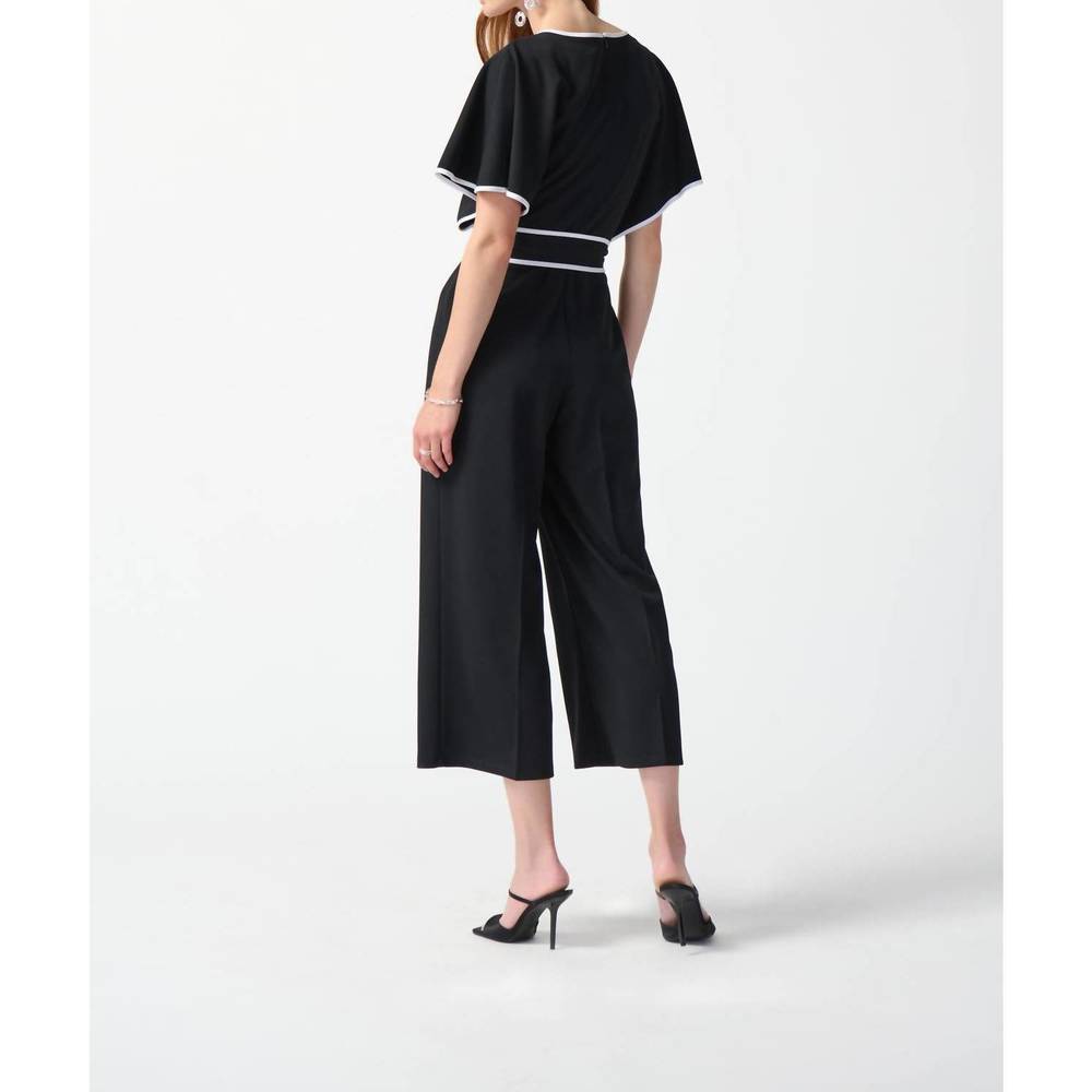 NEW JOSEPH RIBKOFF contrast trim jumpsuit in black/vanilla - Picture 3 of 4